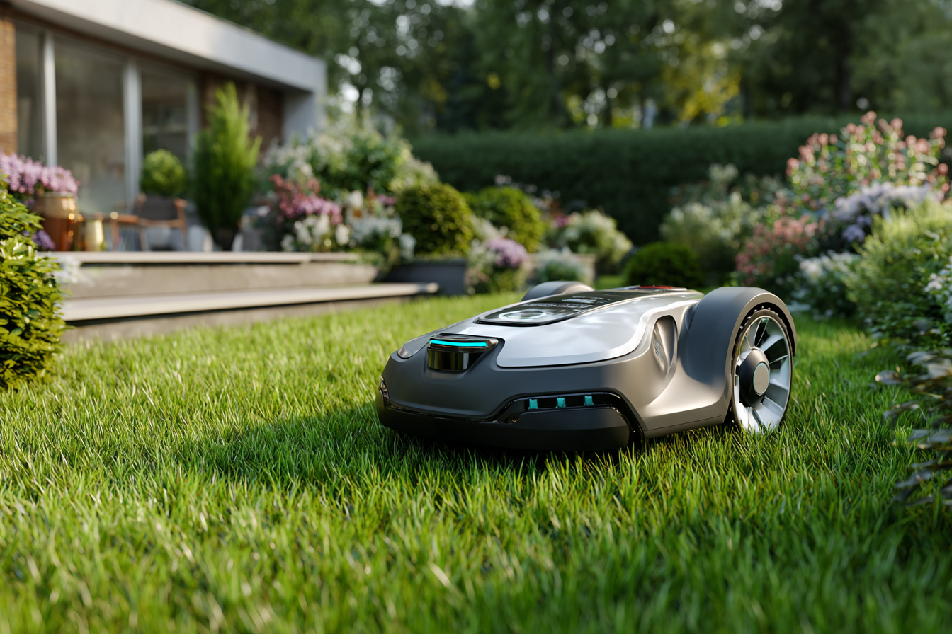 une tondeuse à gazon robotisée